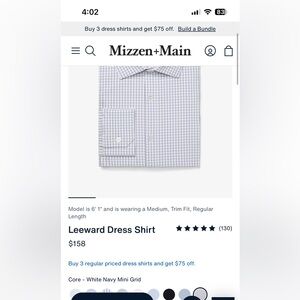 Mizzen+Main Button Down White Navy Mini Grid Leeward